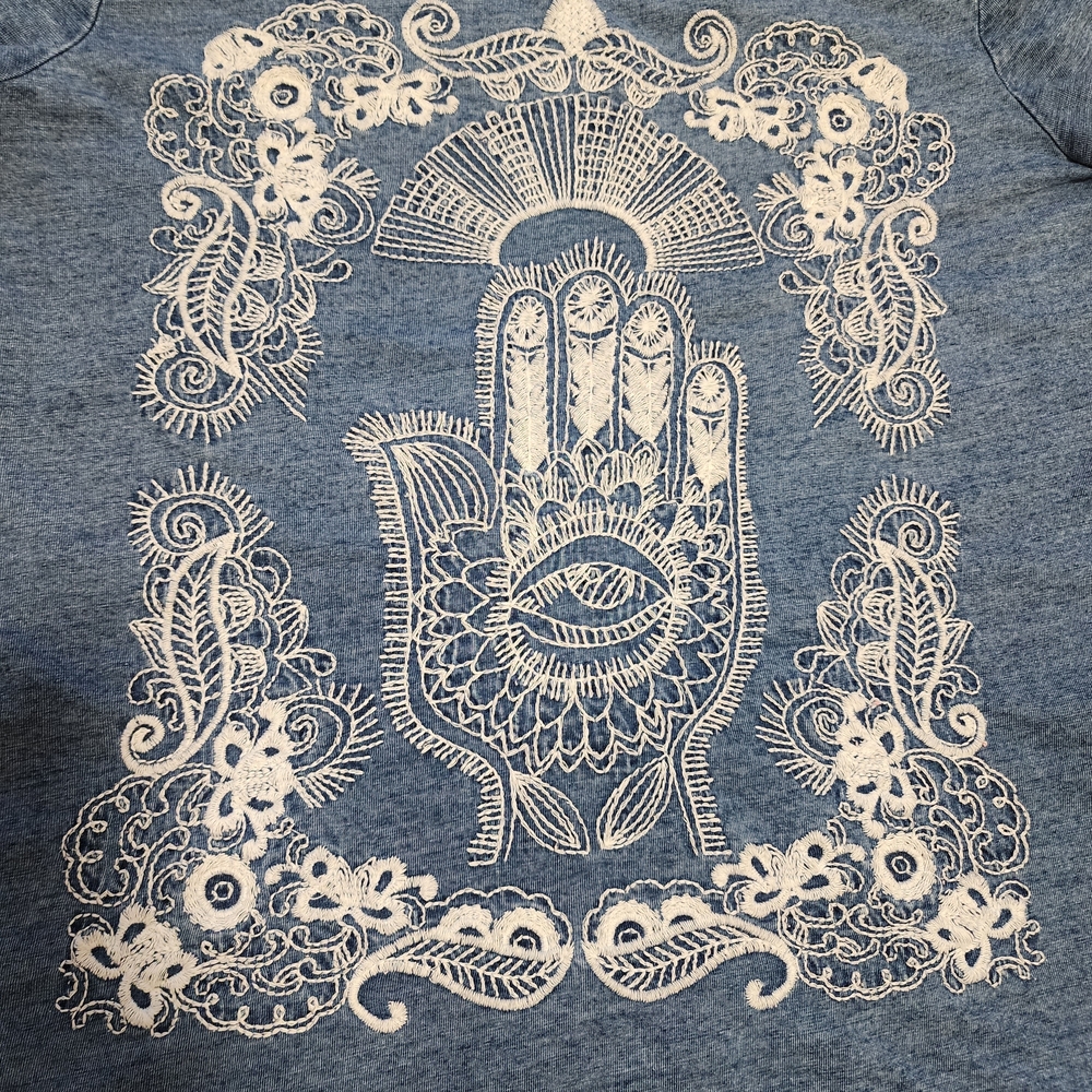 Boho Style Hamsa Shirt with Embroidery